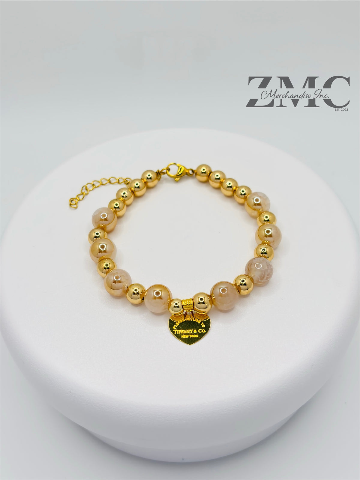 18K Gold Champagne Gold Color Cracked Agate Bracelet