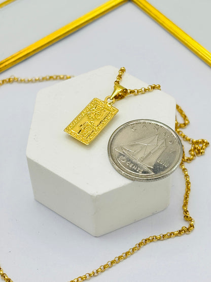 18K Gold Tauco with Gold Bar Pendant Necklace Set