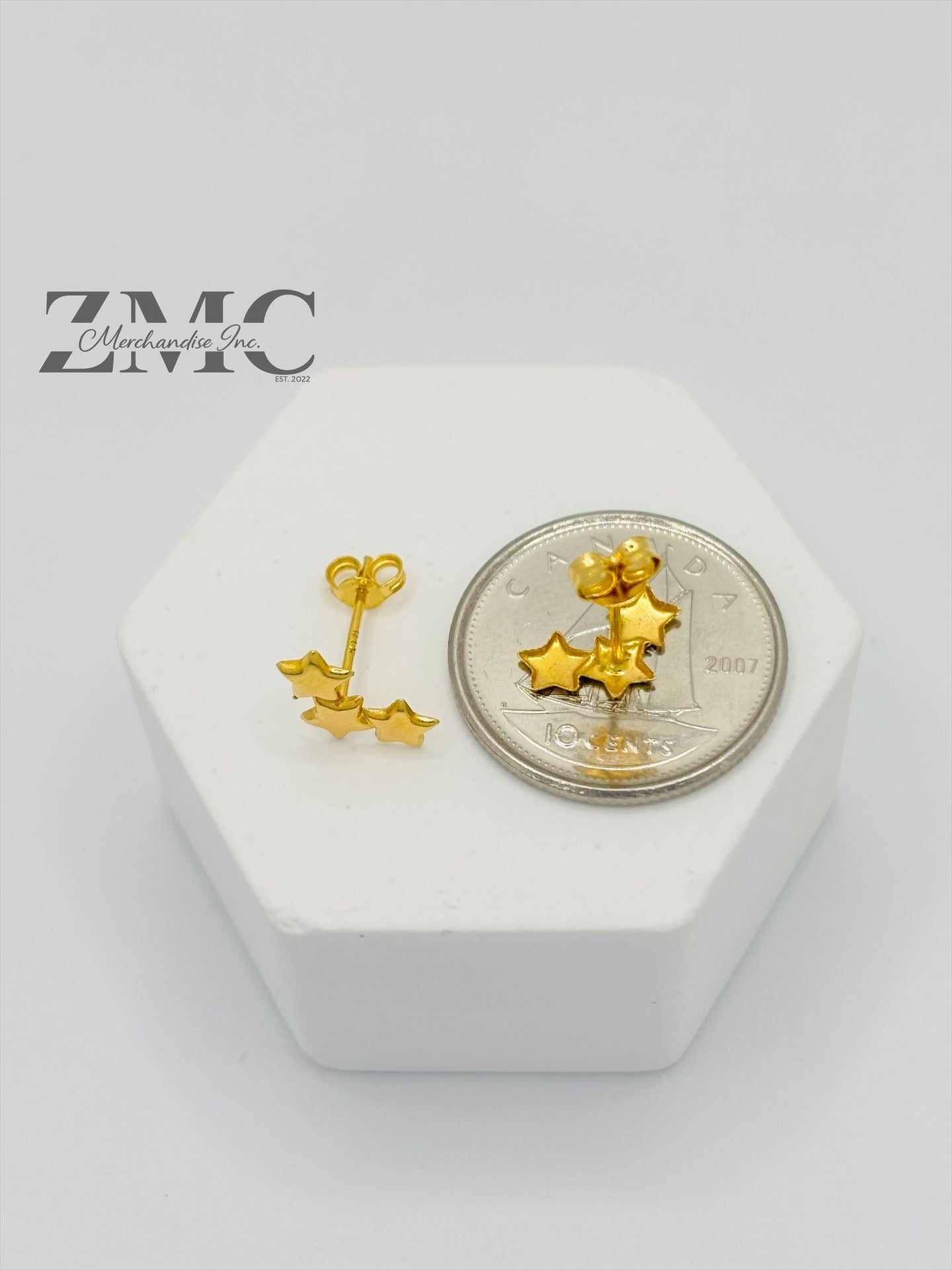 18K Gold 3 Star Earrings
