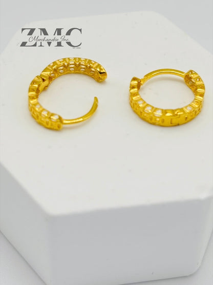 18K Gold Kids Huggies Money Catcher Earrings