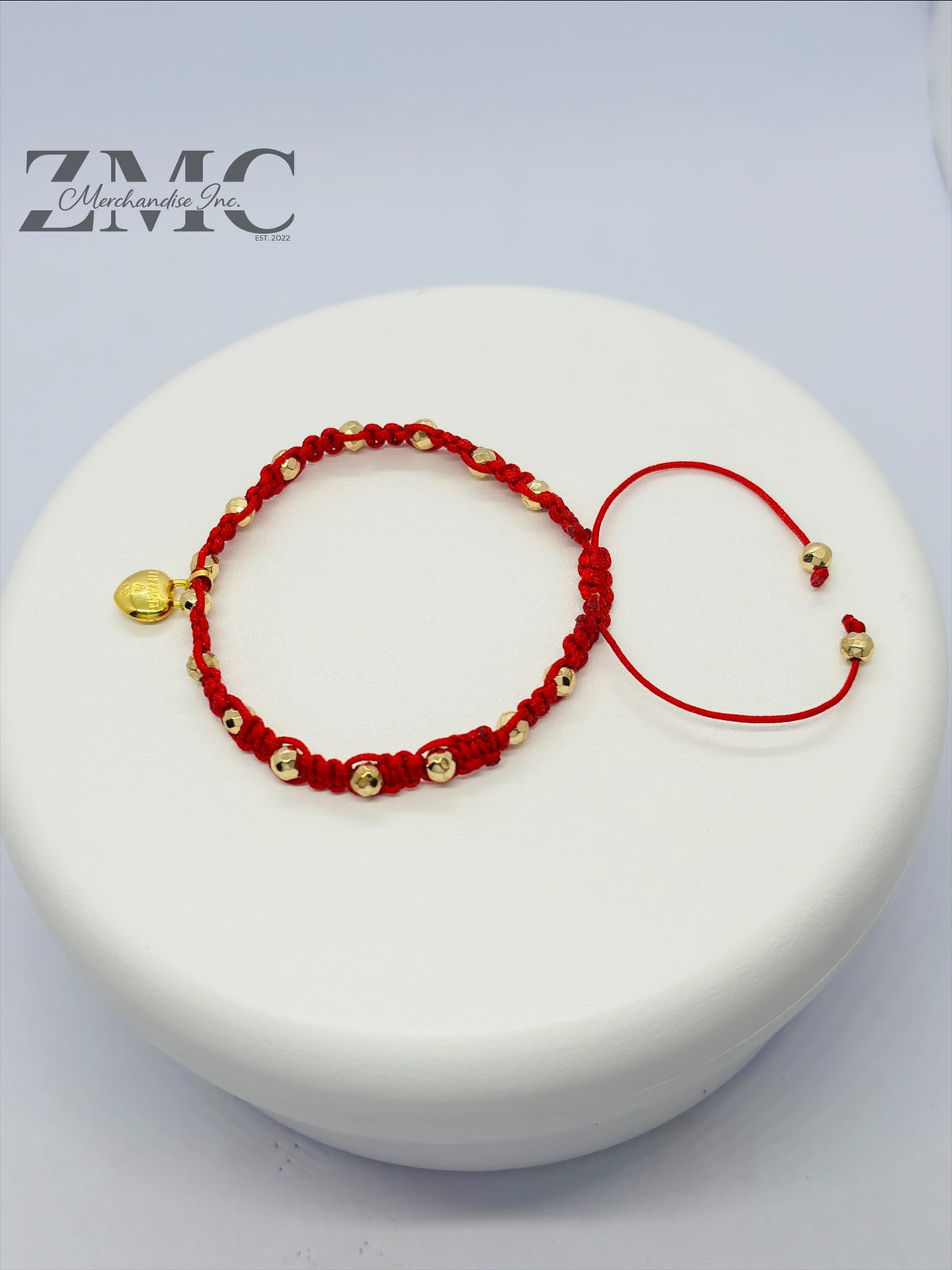 18K Gold Red Heart Small String Bracelet