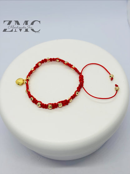 18K Gold Red Heart Small String Bracelet