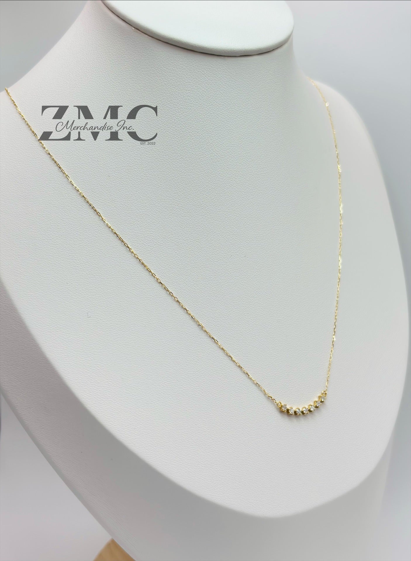 18K Gold Attached 7 Stone Necklace 0.168 carat Natural Diamond