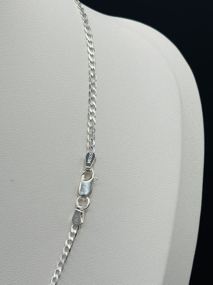 S925 Silver Cross Stone Necklace