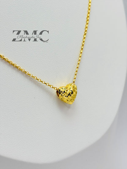 18K Gold Diamond Cut Small Ivana Heart Necklace
