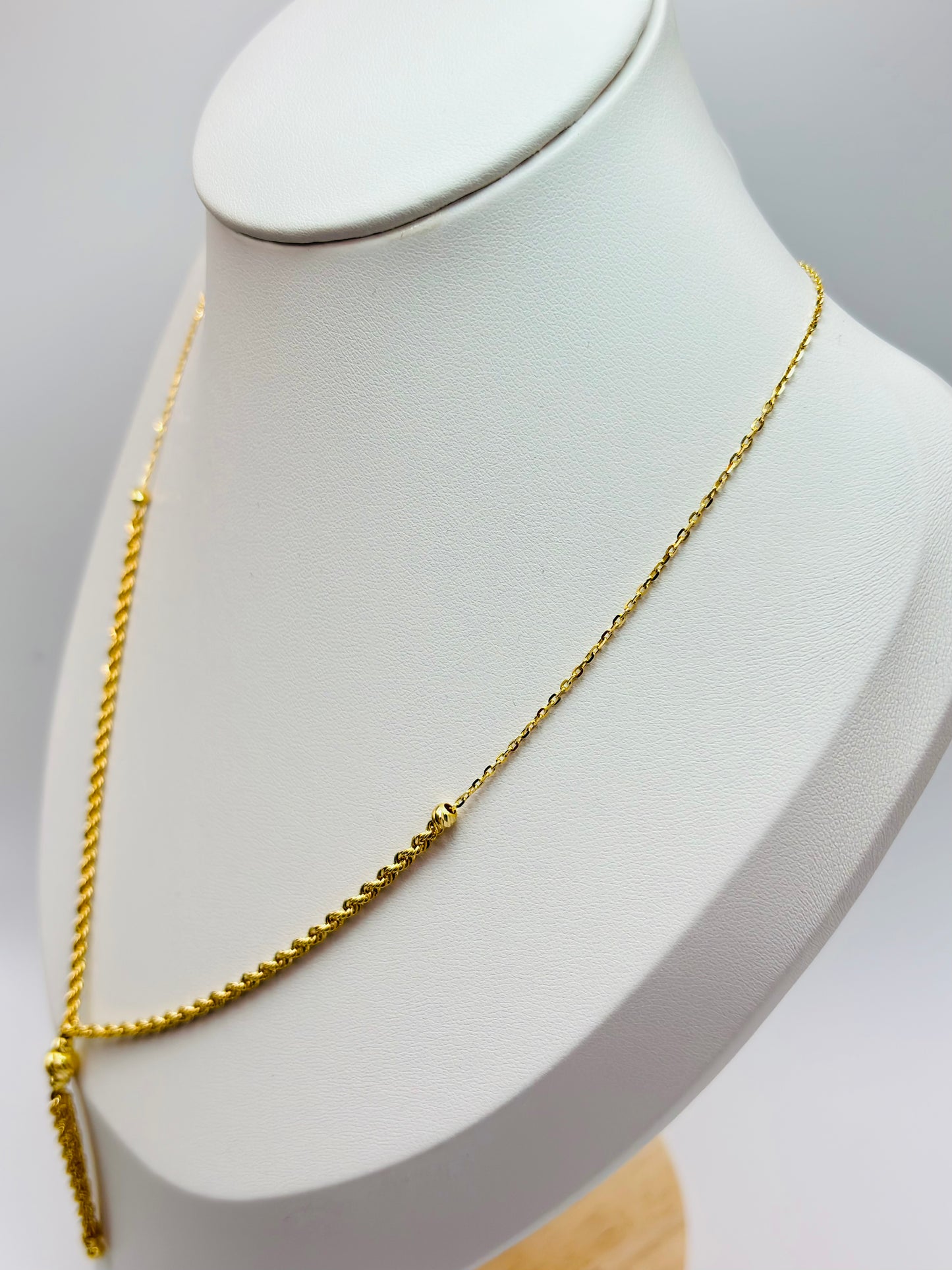 18K Gold Rope Ball Necklace