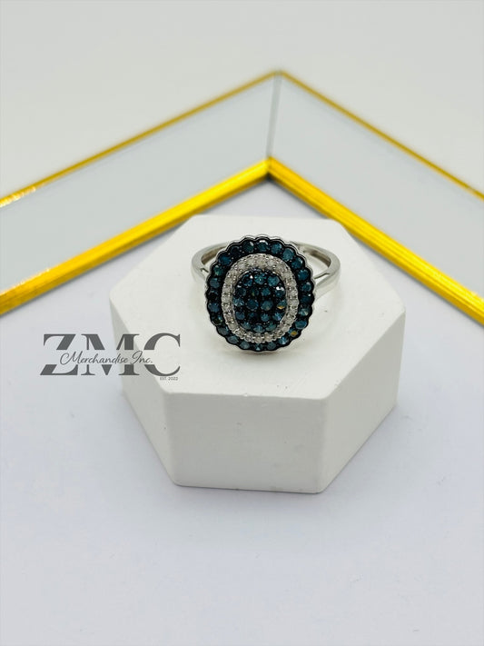 K18 Japan Gold Rare Blue and White Natural Diamond Ring 1.00 carat