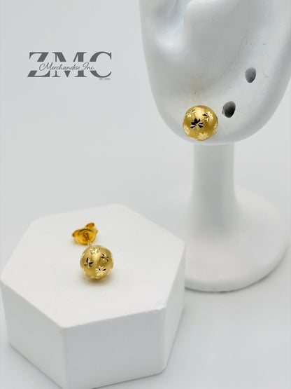 18K Gold Star Ball Earrings