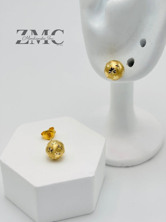 18K Gold Star Ball Earrings