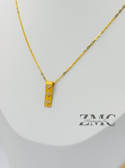 18K Gold 3 Stone Necklace