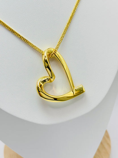 18K Gold Big Heart Necklace