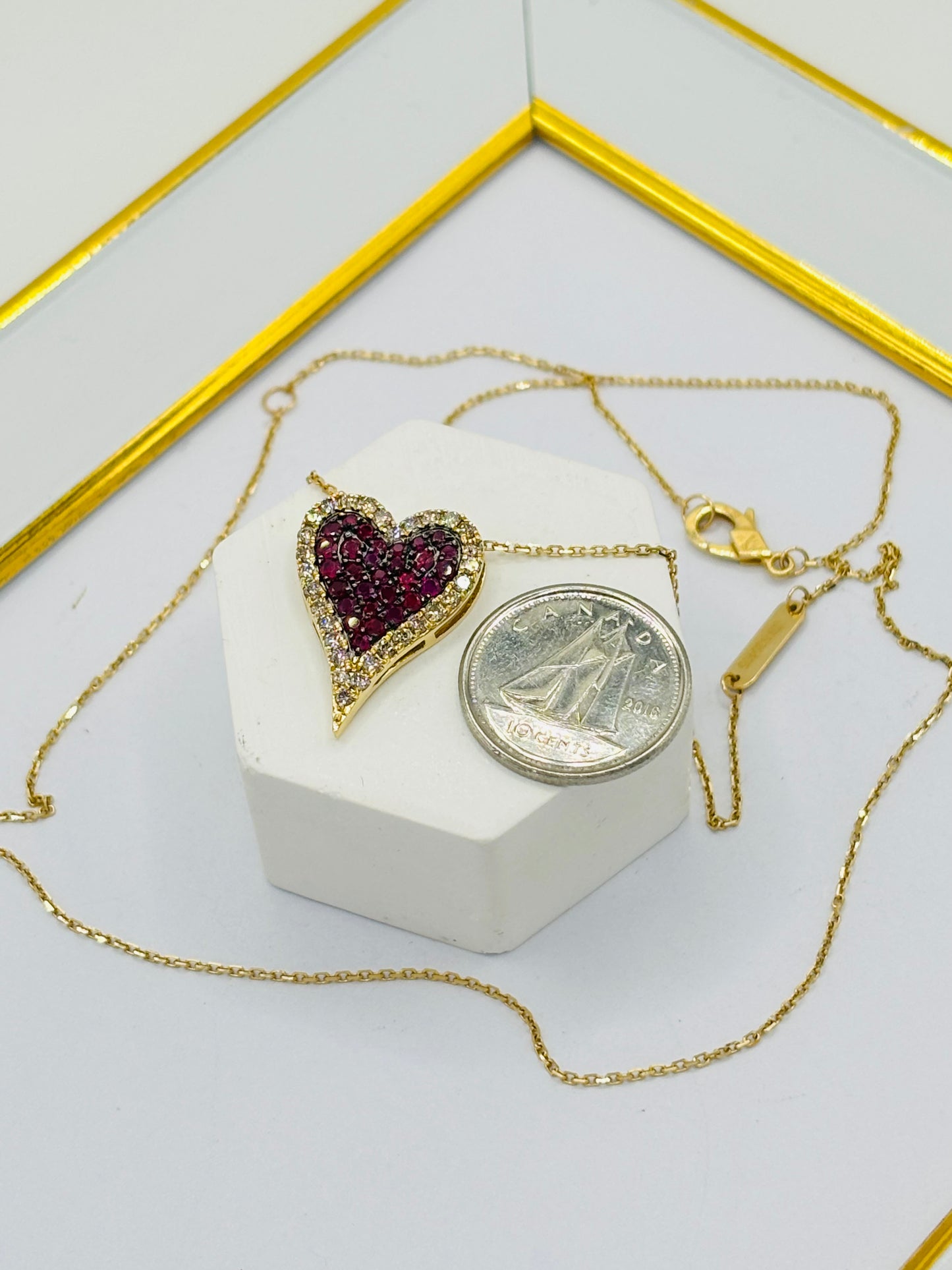 K18 Japan Gold Natural Diamond 0.40ct and Ruby 0.60ct Necklace