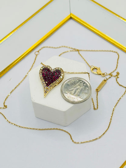 K18 Japan Gold Natural Diamond 0.40ct and Ruby 0.60ct Necklace