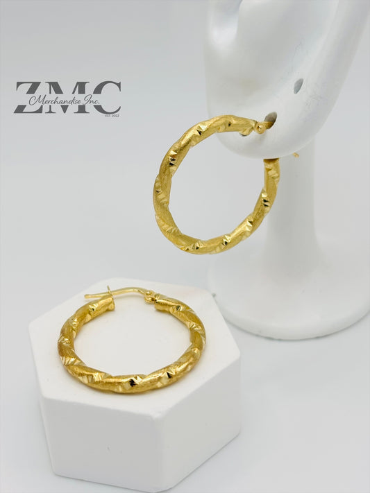 18K Gold Twisted Loop Earrings