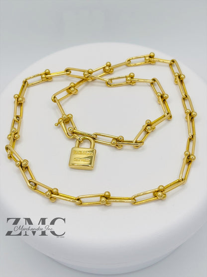 18K Gold Hardware Padlock Necklace
