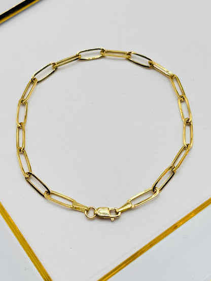 18K Gold Paperclip Bracelet 11 mm Link (Lobster Lock)