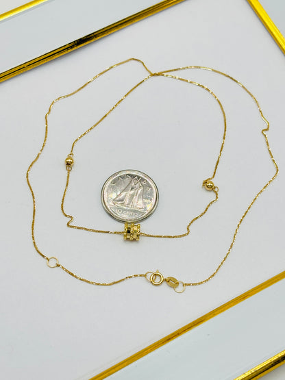 18K Gold Barrel & Ball Attached Necklace