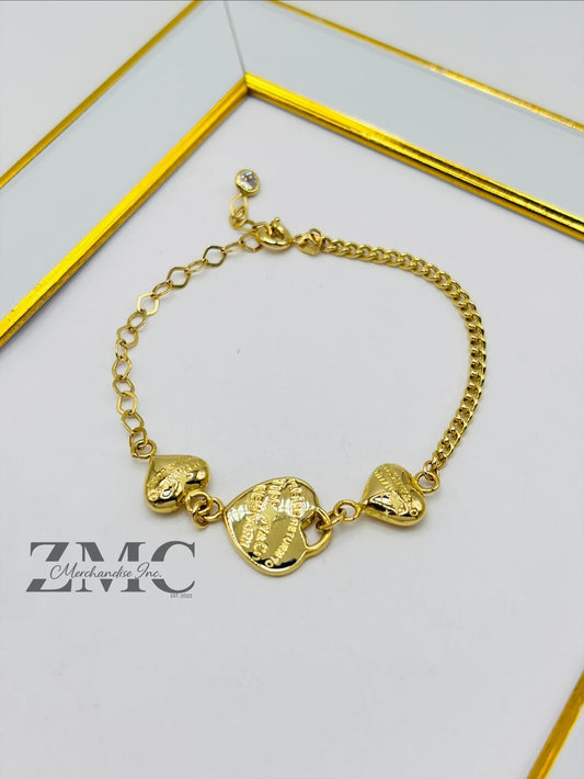 18K Gold Heart Bracelet
