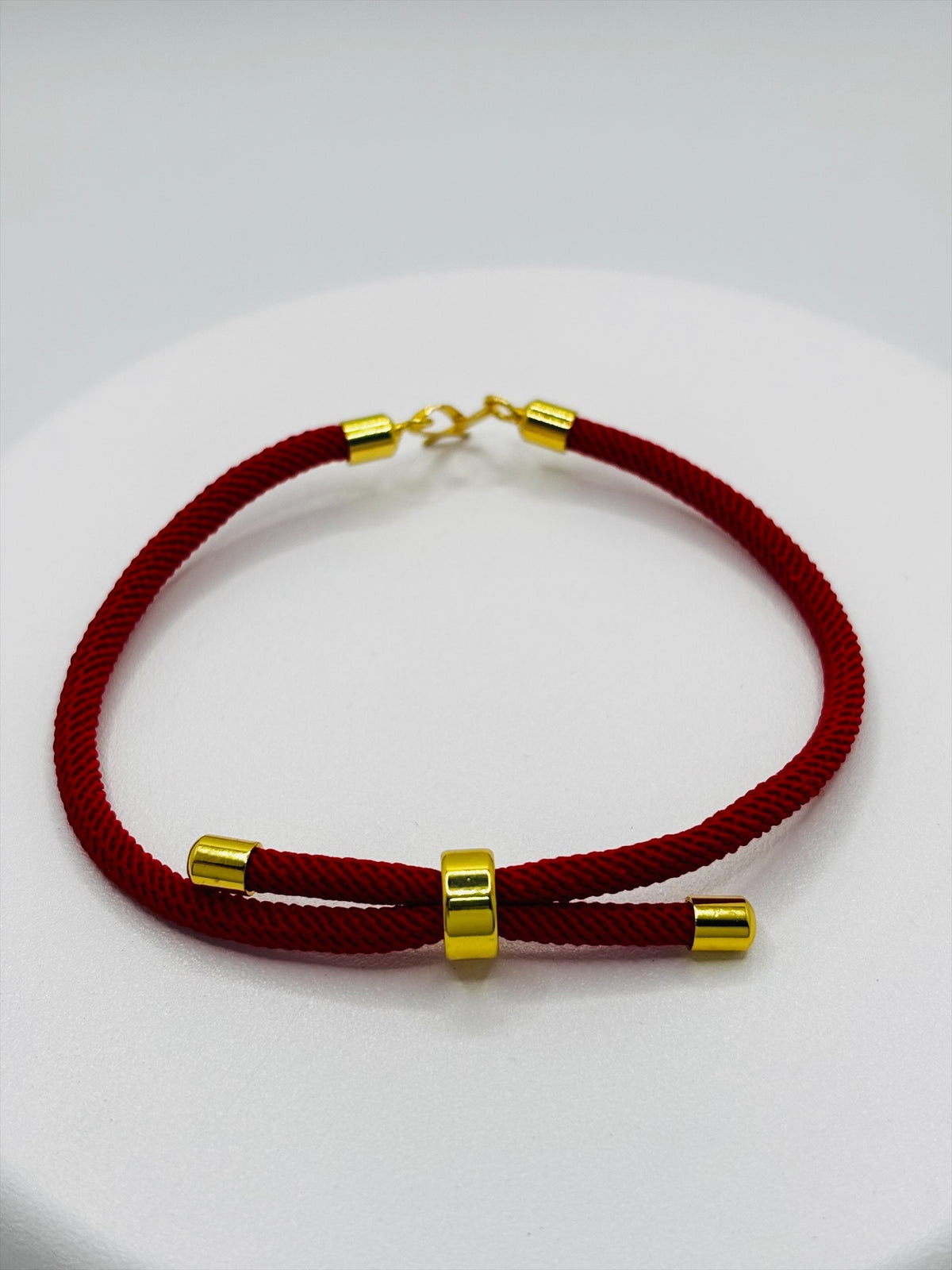 18K Gold Open Heart Small Red String Bracelet