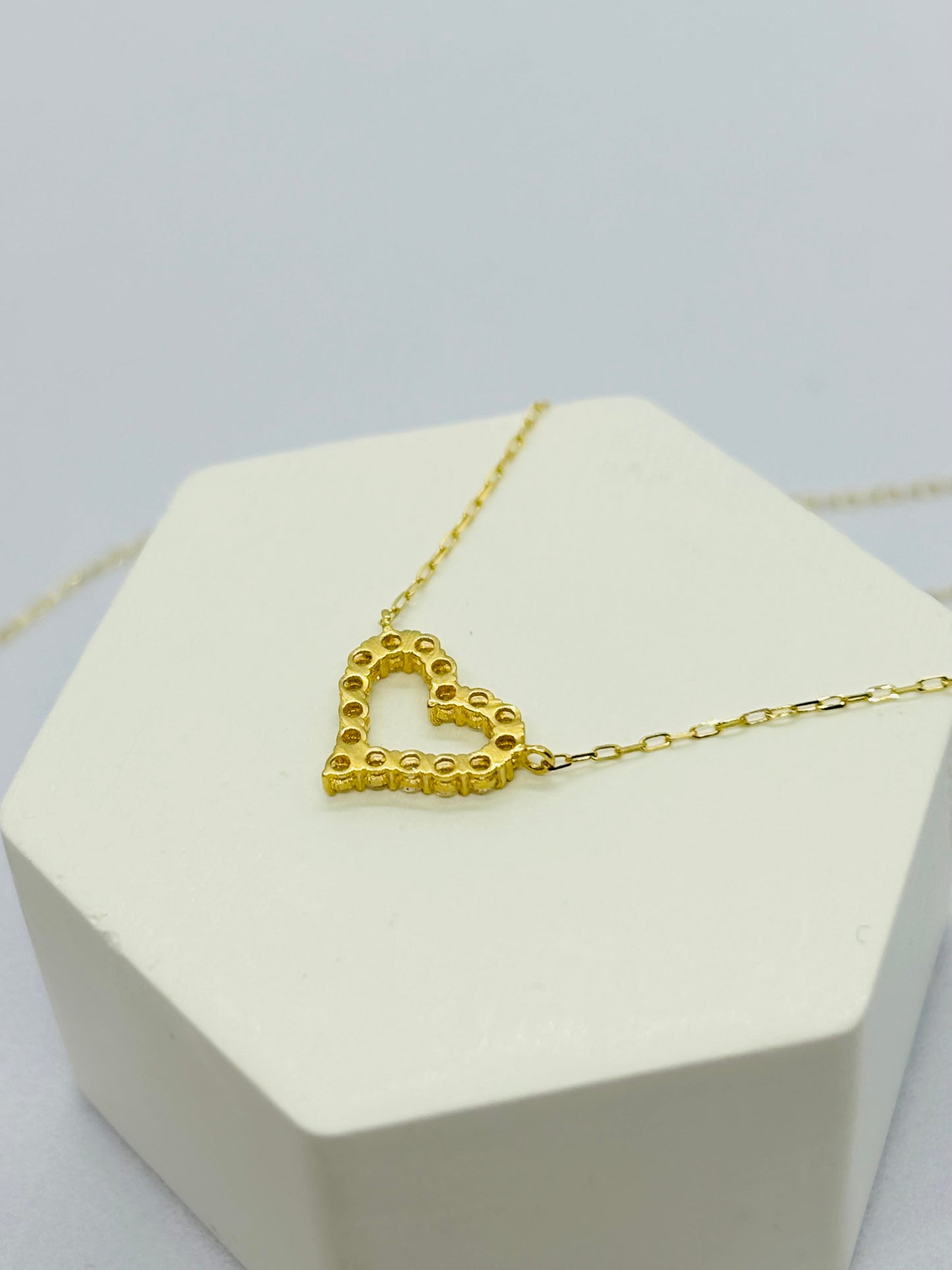 18K Gold Natural Diamond Heart Attached Necklace 0.158ct