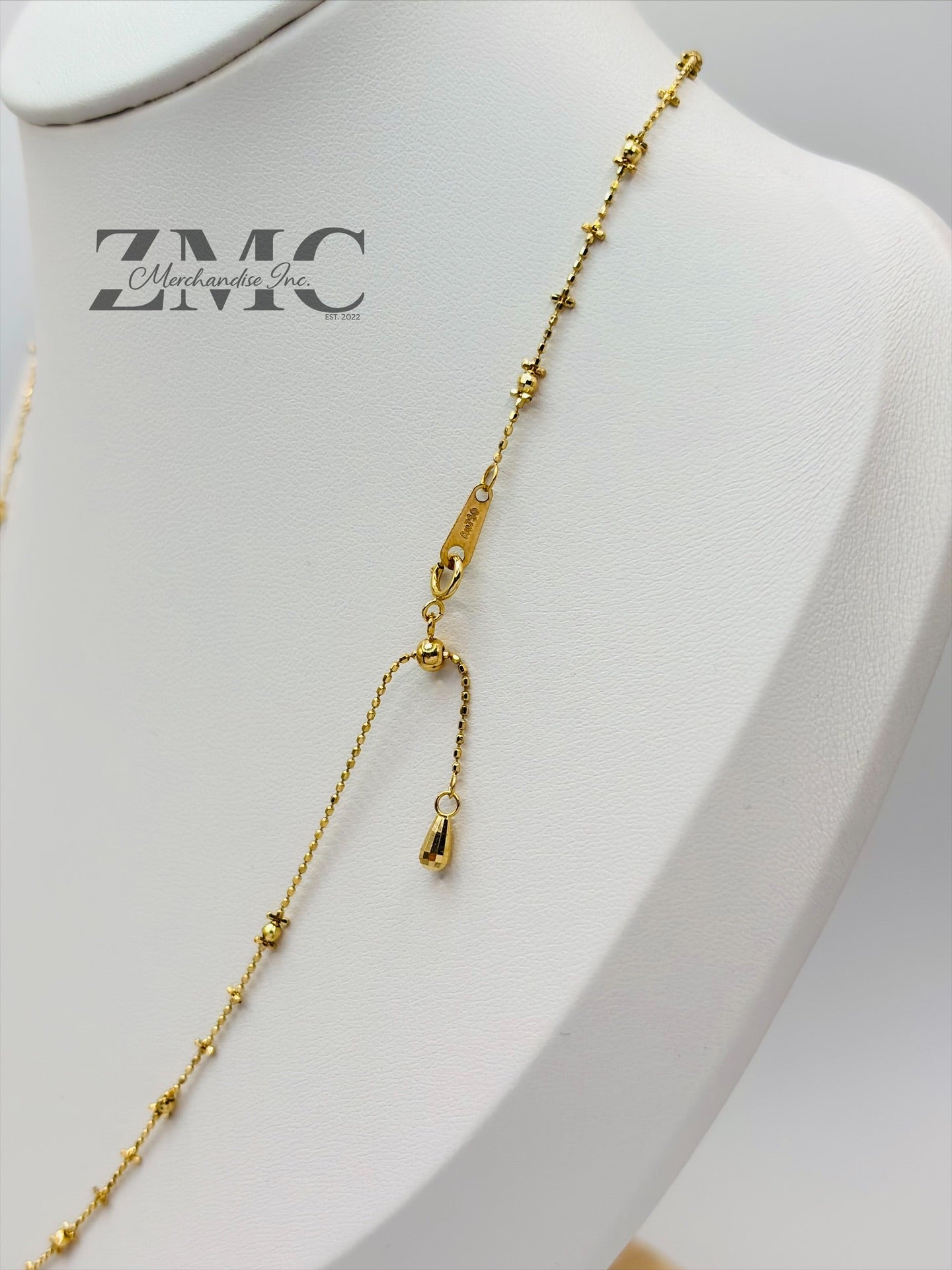 18K Gold Mirror Ball Beads Slider Chain/Necklace