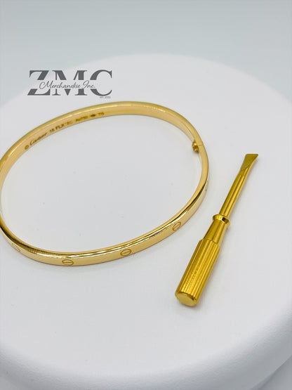 18K Gold Slim Screw Bangle