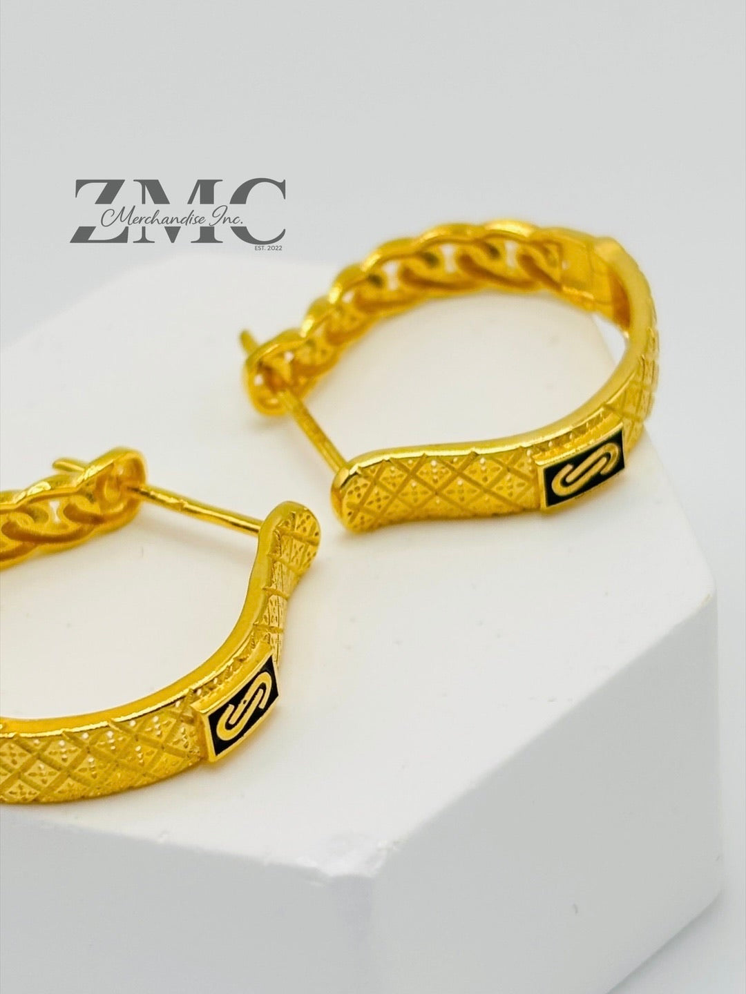 18K Gold M Loop Earrings