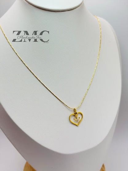 18K Gold Heart & Anchor Necklace