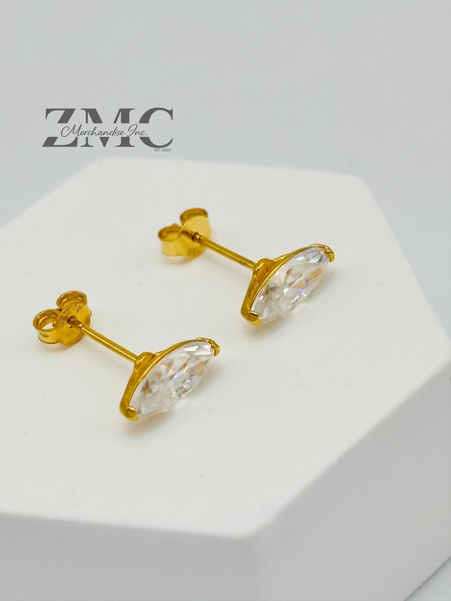18K Gold Marquise Moissanite Diamond Earrings