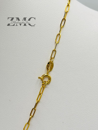 18K Gold Paperclip C Heart Earrings and Necklace Set