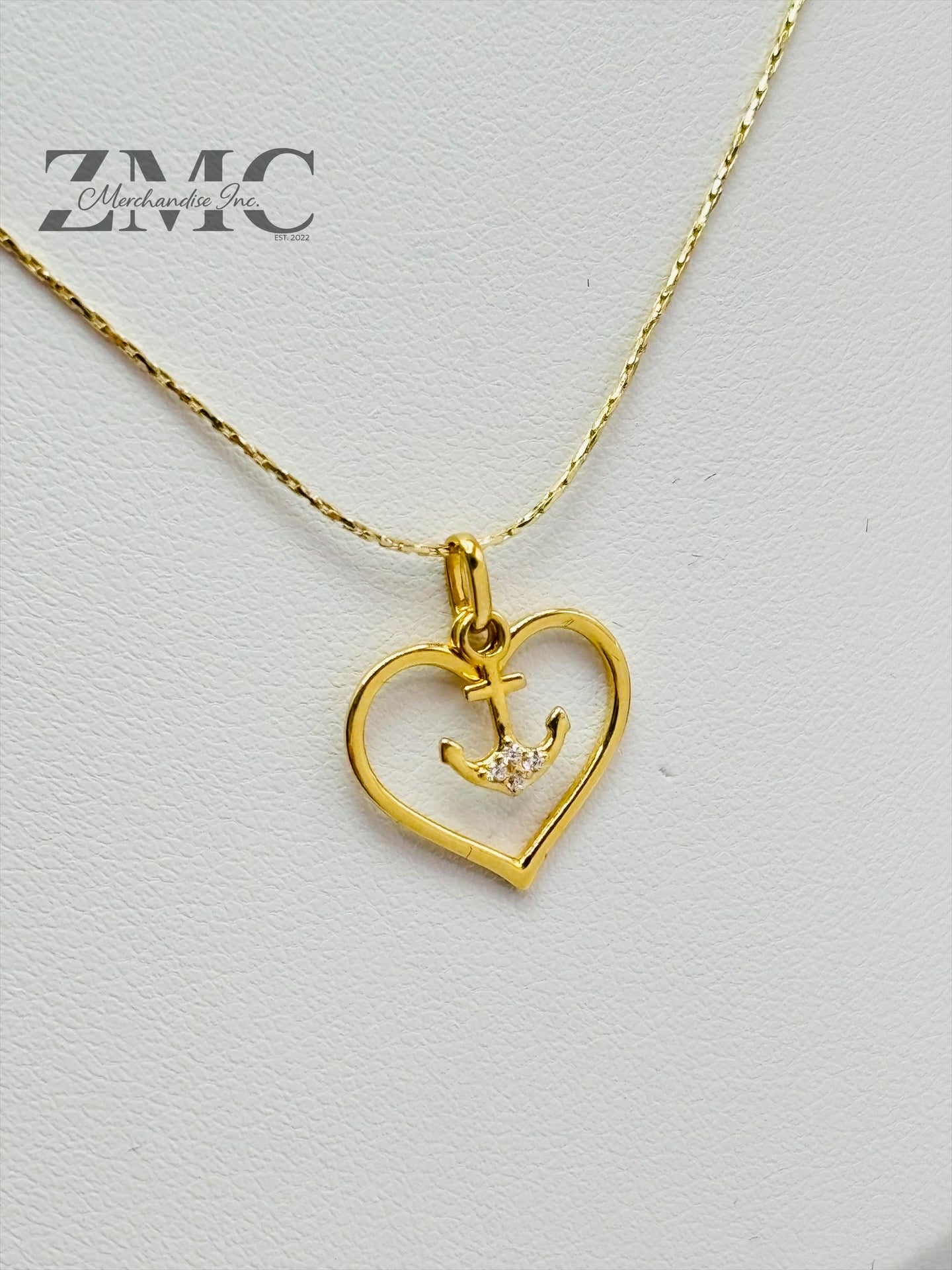 18K Gold Heart & Anchor Necklace