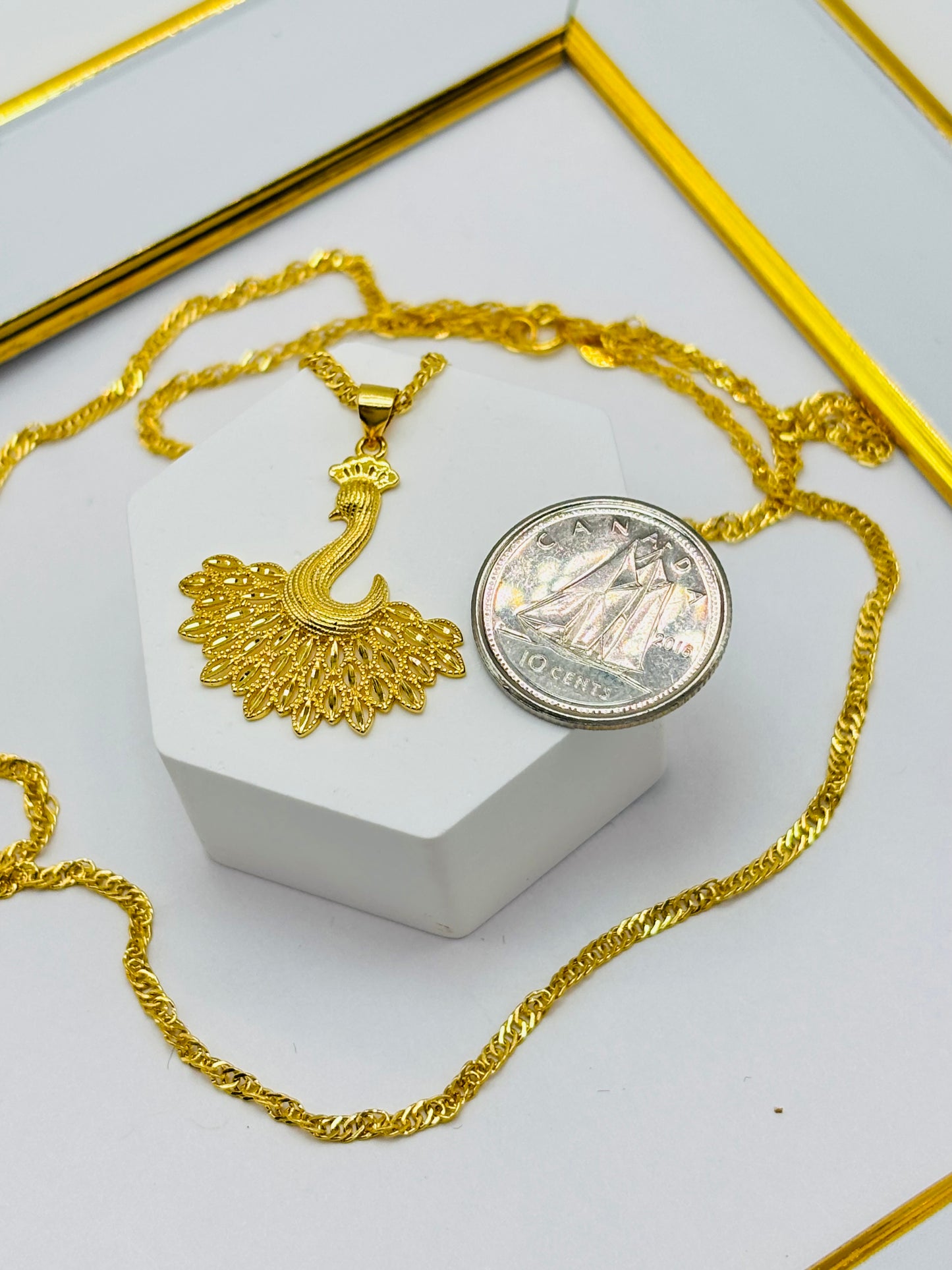 18K Gold Peacock Necklace