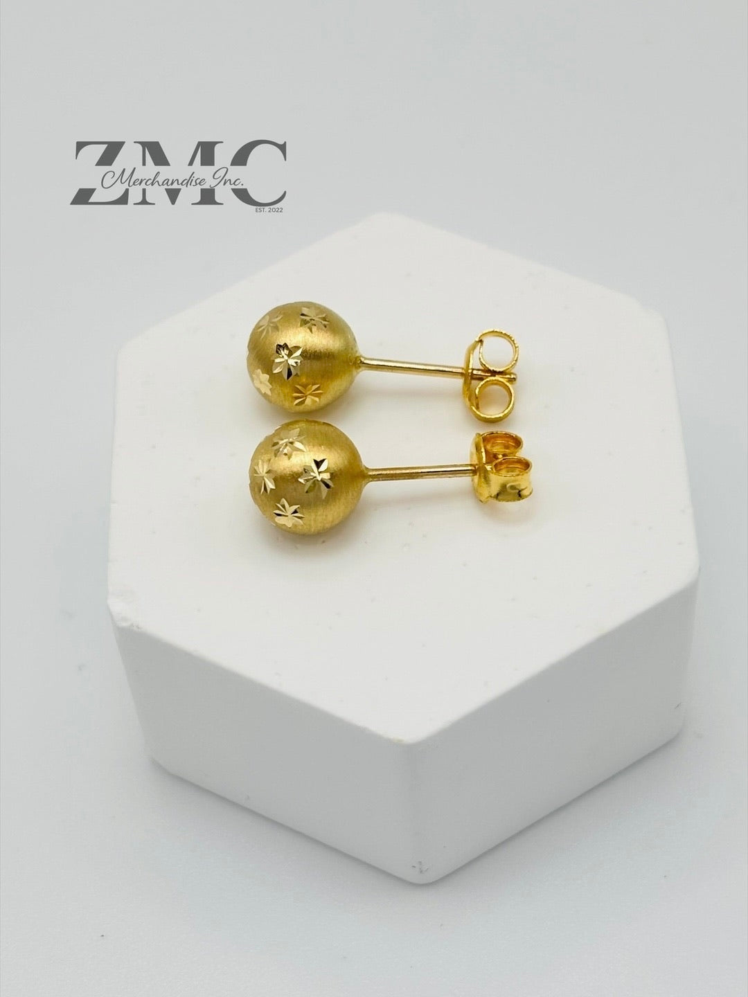 18K Gold Star Ball Earrings