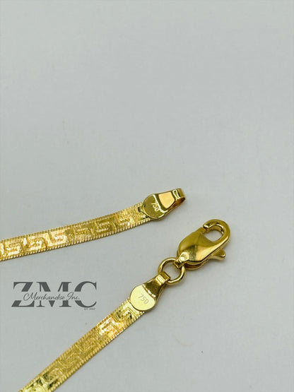 18K Gold F Flat Bracelet