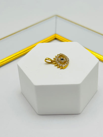 18K Gold Evil Eye Pendant with Zircon Stone
