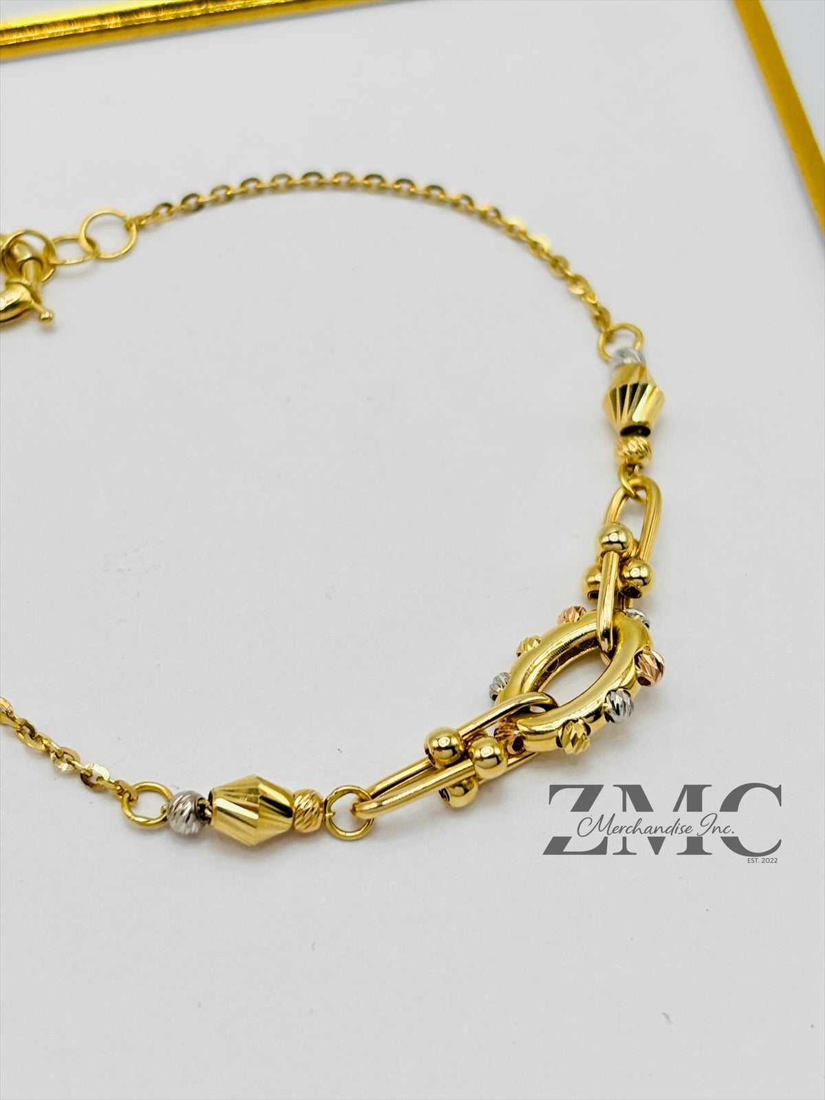 18K Gold Tri-color Ball Combination of Hardware Link Bracelet