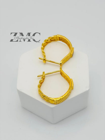18K Gold M Loop Earrings