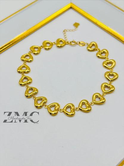 18K Gold Heart Bracelet
