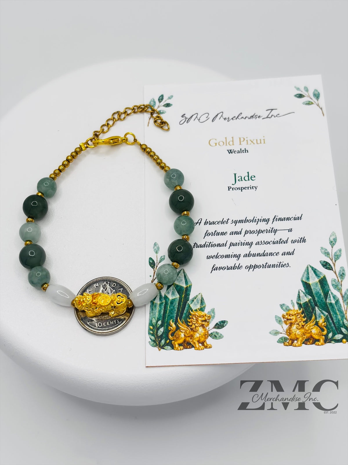 18K Gold Lucky Piyao/ Pi Xiu  Jade Bracelet ( Hollow Empty Inside) Medium