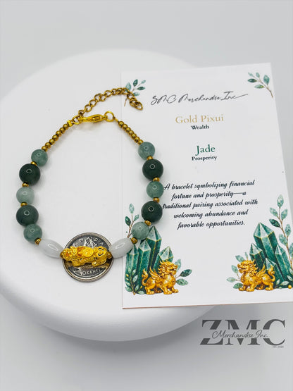 18K Gold Lucky Piyao/ Pi Xiu  Jade Bracelet ( Hollow Empty Inside) Medium