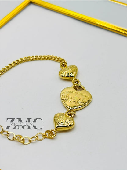 18K Gold Heart Bracelet