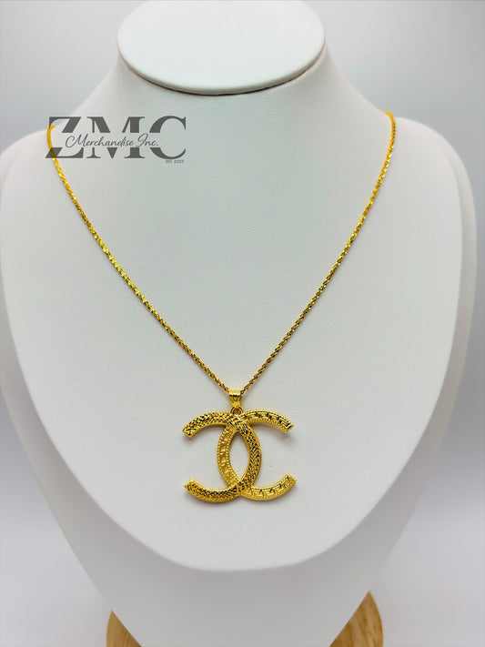 18K Gold C Necklace Slider