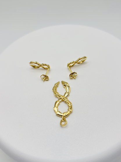 18K Gold Serpent Earrings and Pendant Set