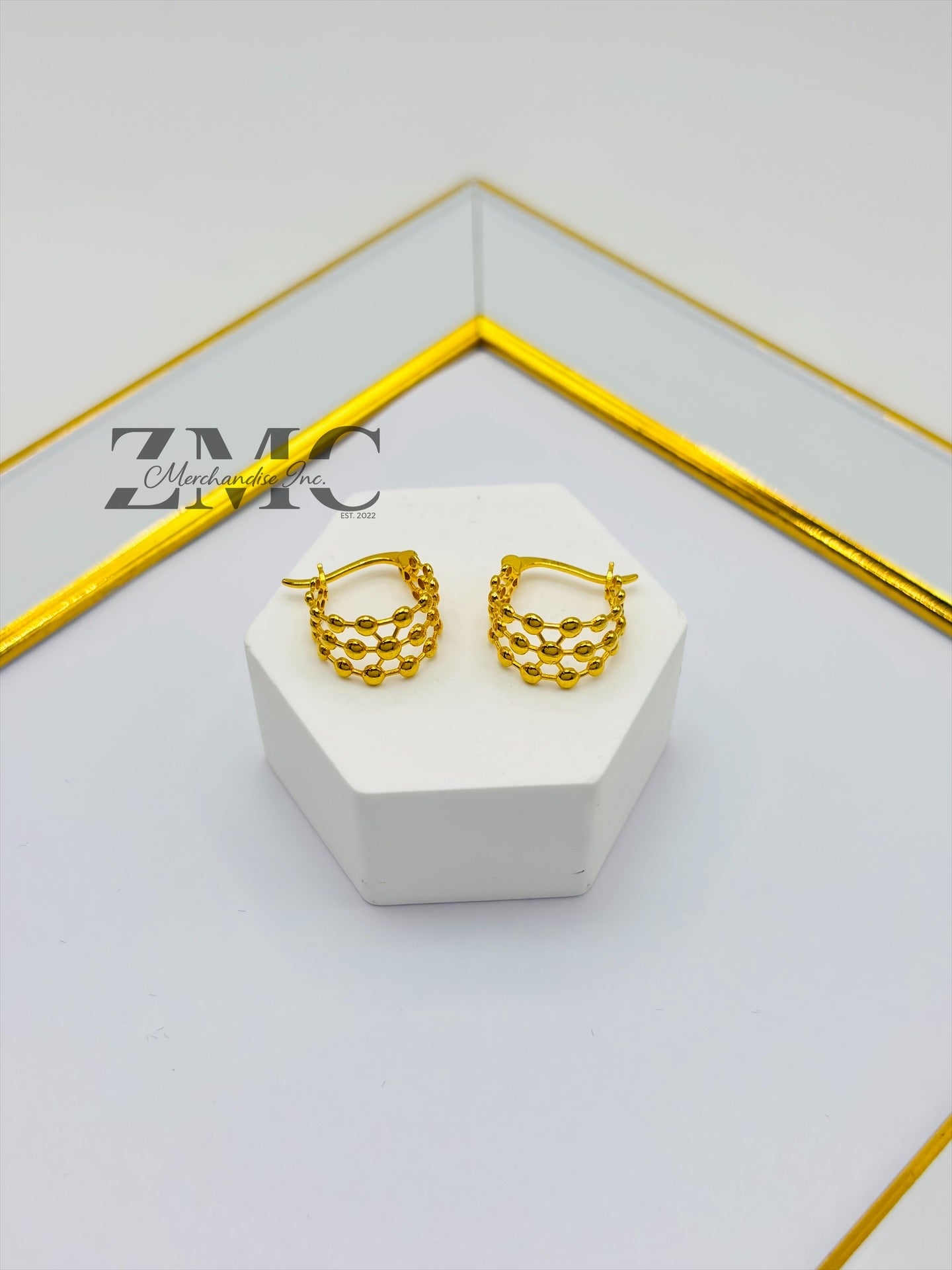 18K Gold Bubble Loop Earrings