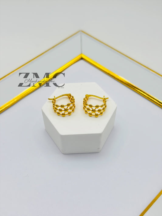 18K Gold Bubble Loop Earrings