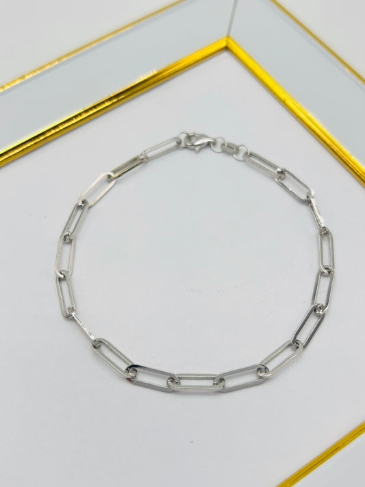 18K White Gold paperclip Bracelet