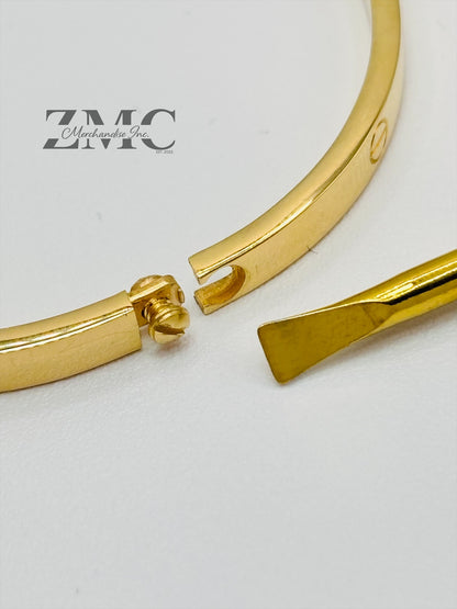 18K Gold Slim Screw Bangle