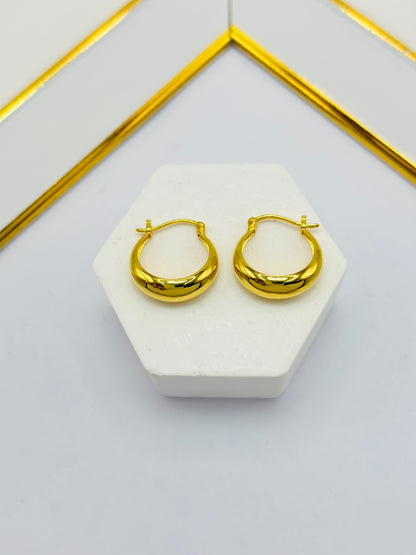 18K Gold Plain Loop Earrings