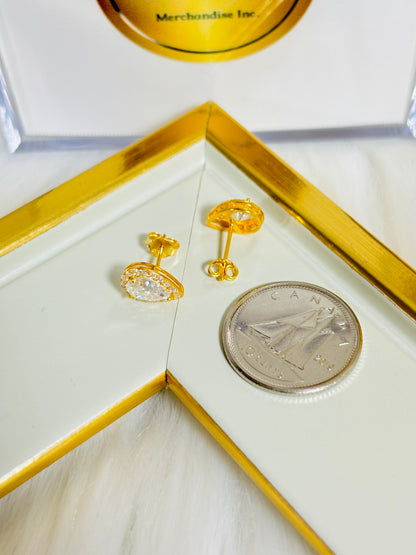 18K Gold Oval Moissanite Diamond Earrings