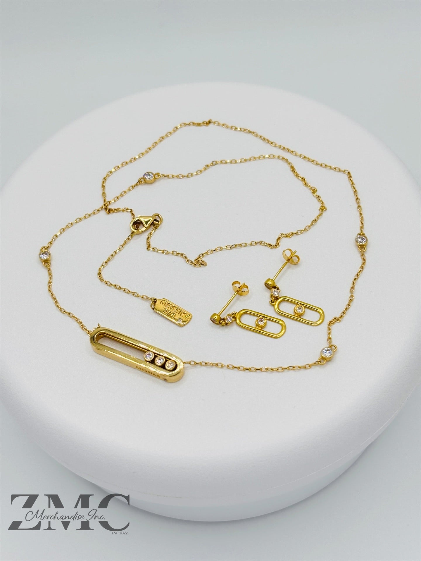 18K Gold Necklace and Earrings Set
